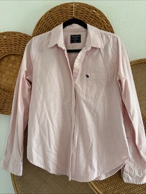 Abercrombie & Fitch Light Pink and White Striped Shirt
